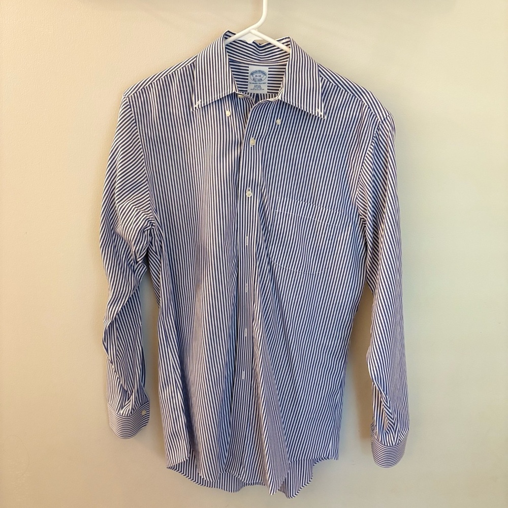 Brooks Brothers Slim Fit 15-33 Dress Shirt – Blue Bengal Striped, Non-Iron